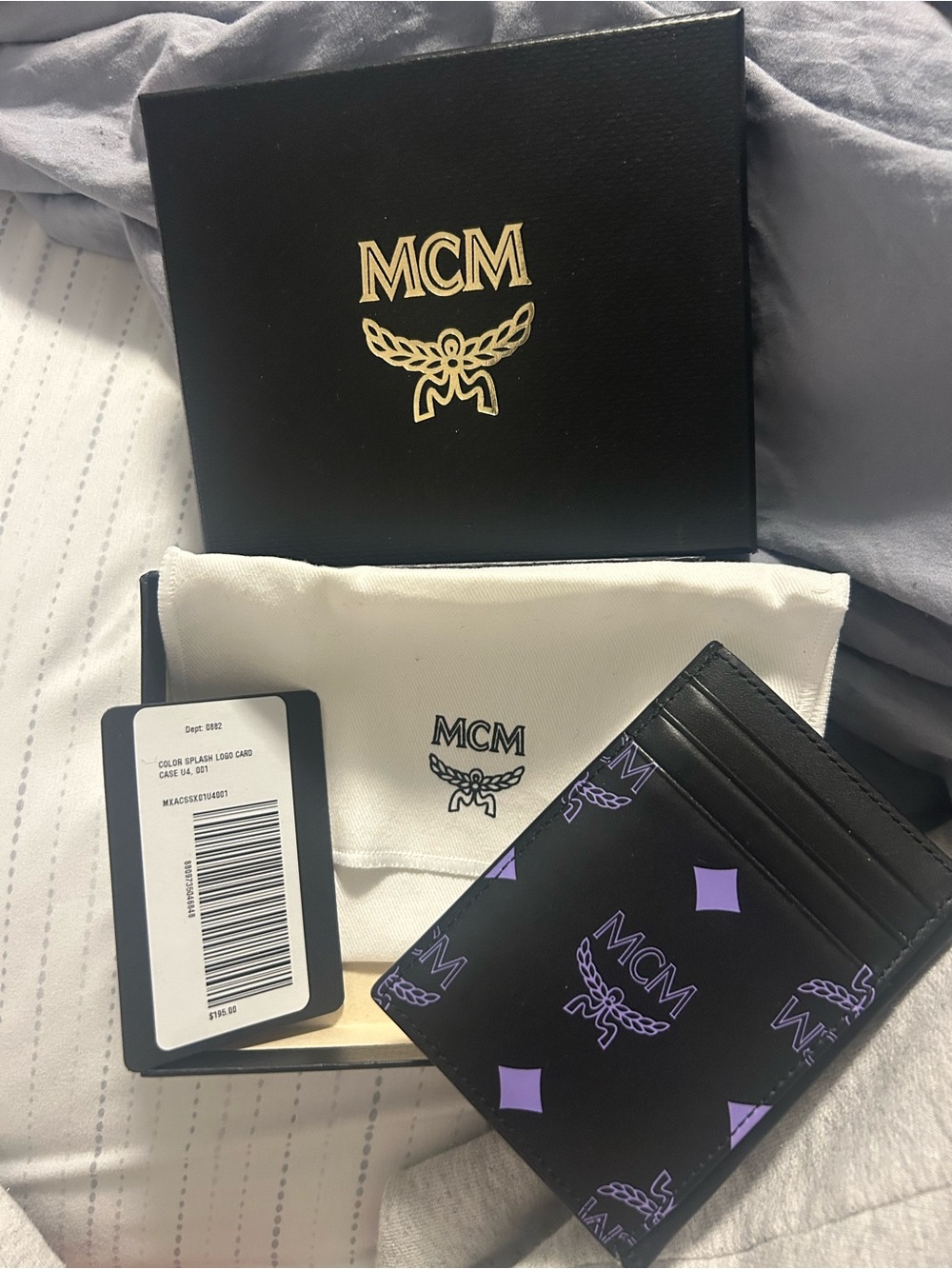 MCM Visetos Monogram Black & Purple Logo Card HolderNWT - Picture 1 of 4